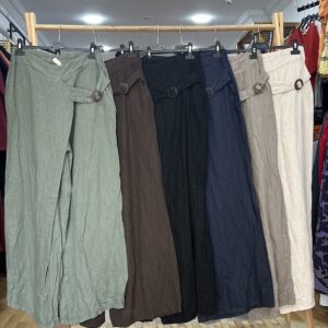 İTALYAN KETEN PALAZZO AHŞAP TOKALI PANTOLON